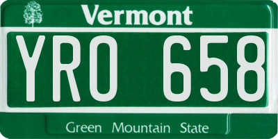 VT license plate YRO658
