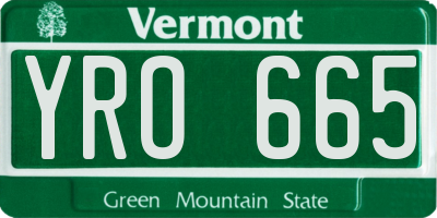 VT license plate YRO665