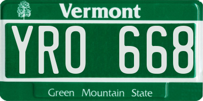 VT license plate YRO668