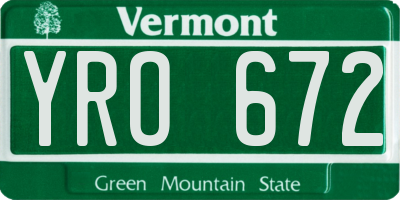 VT license plate YRO672