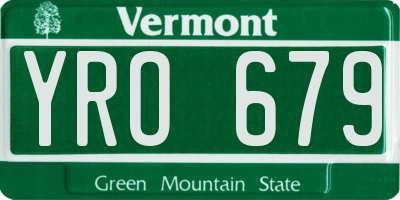 VT license plate YRO679