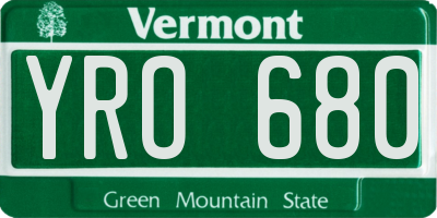 VT license plate YRO680