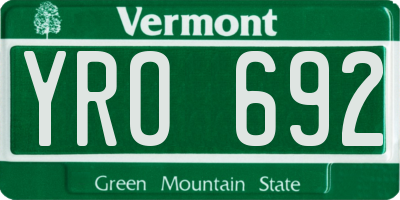VT license plate YRO692