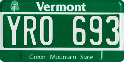 VT license plate YRO693
