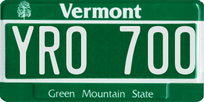 VT license plate YRO700