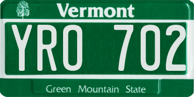 VT license plate YRO702