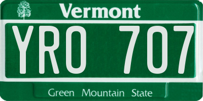 VT license plate YRO707