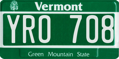 VT license plate YRO708