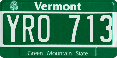 VT license plate YRO713