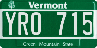 VT license plate YRO715