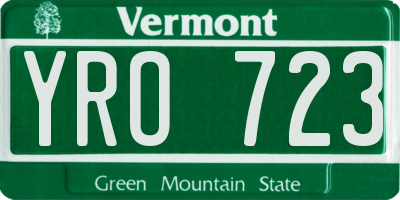 VT license plate YRO723