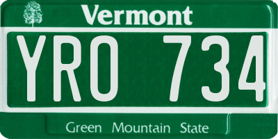 VT license plate YRO734