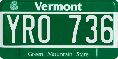 VT license plate YRO736