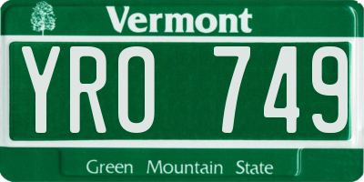 VT license plate YRO749