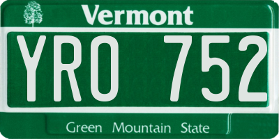 VT license plate YRO752