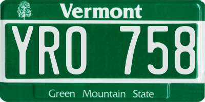 VT license plate YRO758