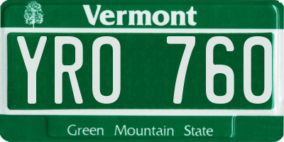 VT license plate YRO760