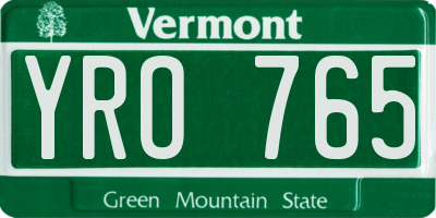 VT license plate YRO765