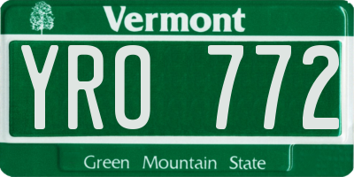 VT license plate YRO772
