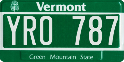 VT license plate YRO787