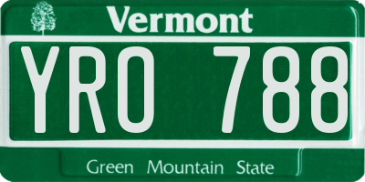 VT license plate YRO788