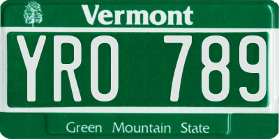 VT license plate YRO789