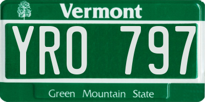 VT license plate YRO797