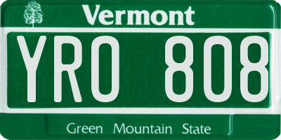 VT license plate YRO808