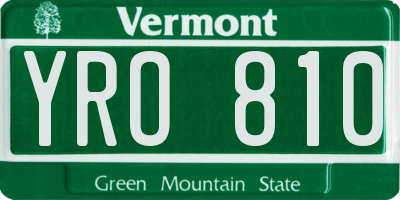 VT license plate YRO810