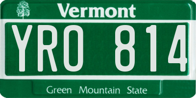 VT license plate YRO814