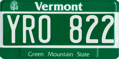 VT license plate YRO822