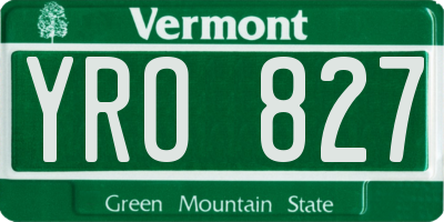 VT license plate YRO827