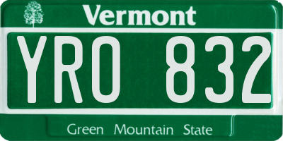 VT license plate YRO832