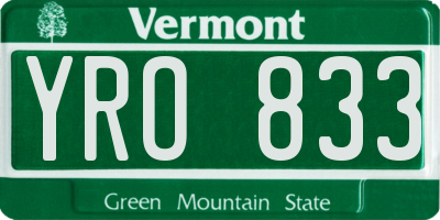 VT license plate YRO833