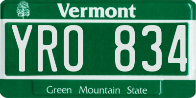 VT license plate YRO834