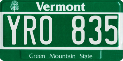 VT license plate YRO835