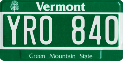 VT license plate YRO840
