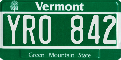 VT license plate YRO842