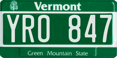 VT license plate YRO847