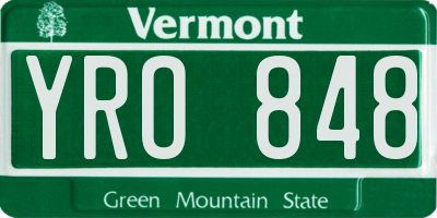 VT license plate YRO848