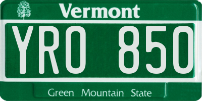 VT license plate YRO850
