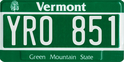 VT license plate YRO851