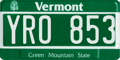 VT license plate YRO853