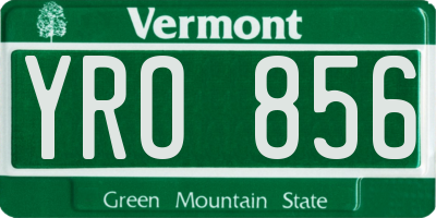 VT license plate YRO856