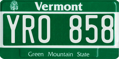 VT license plate YRO858