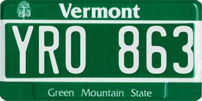 VT license plate YRO863