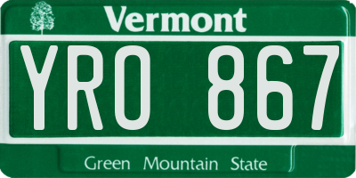 VT license plate YRO867