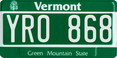 VT license plate YRO868