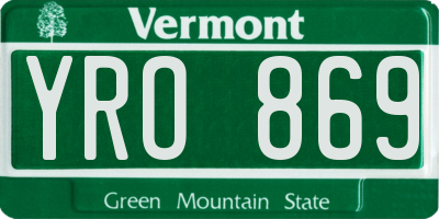 VT license plate YRO869