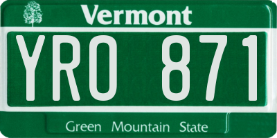 VT license plate YRO871